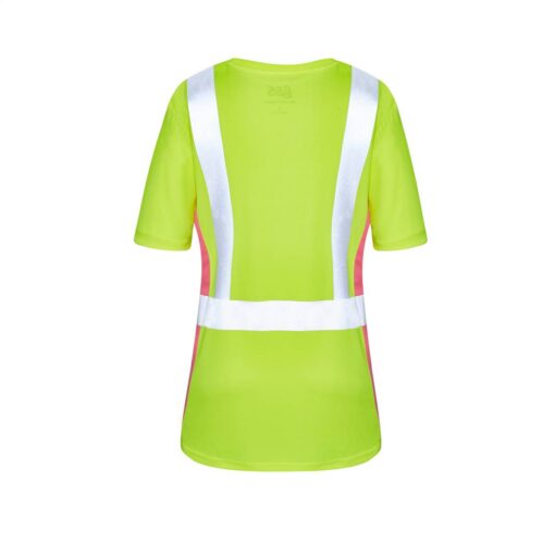 GSS Safety 5125 Class 2 Women's Short Sleeve T-shirt Lime with Pink Side - Image 5