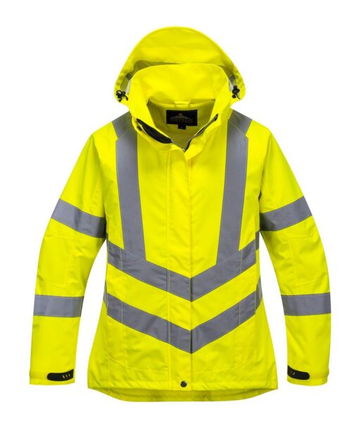 PortWest LW70 Ladies Hi Vis Breathable Jacket, Class 3 Type R, PU Coated Waterproof, Stain Resistant, Hi Vis Yellow - Image 2