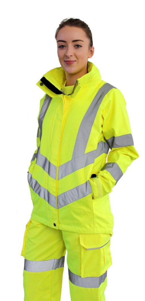 PortWest LW70 Ladies Hi Vis Breathable Jacket, Class 3 Type R, PU Coated Waterproof, Stain Resistant, Hi Vis Yellow - Image 3