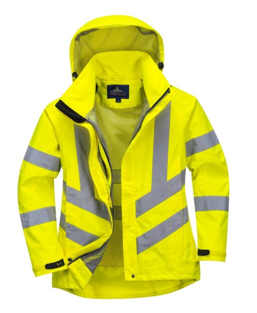 PortWest LW70 Ladies Hi Vis Breathable Jacket, Class 3 Type R, PU Coated Waterproof, Stain Resistant, Hi Vis Yellow - Image 7