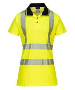 Portwest LW72 Women's Hi Vis Class 2 Pro Polo Shirt, Segmented Tape, Hi Vis Yellow