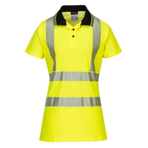 Portwest LW72 Women's Hi Vis Class 2 Pro Polo Shirt, Segmented Tape, Hi Vis Yellow - Image 2
