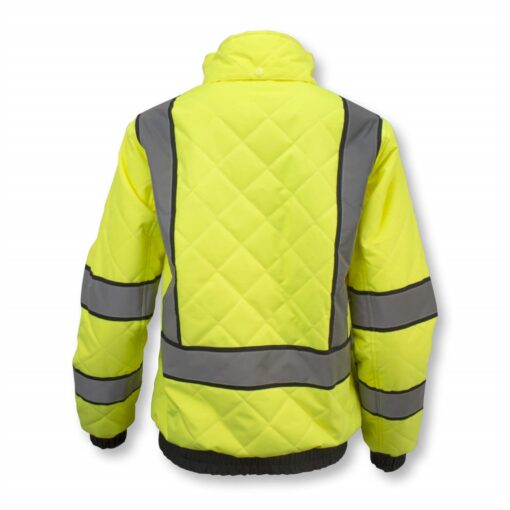 Radians SJ930-3 Women's Class 3 Quilted Bomber Jacket, Quilted, Hi Vis Lime Green - Image 2
