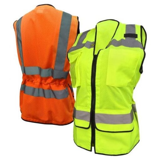 Radians SV59W Ladies Hi Vis Class 2 Heavy Duty Safety Vest, Surveyor Style Hi Vis Lime Green or Hi Vis Orange - Image 2
